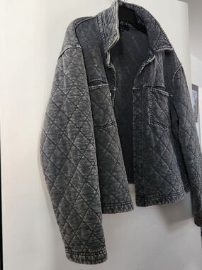 Jane and Delancey Quilted Washed Gray Utility Jacket